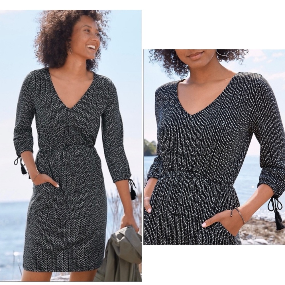 Garnet Hill organic cotton Tassel-Tie Knit Dress Small